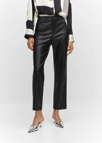 Leather-look straight leg trousers - 15