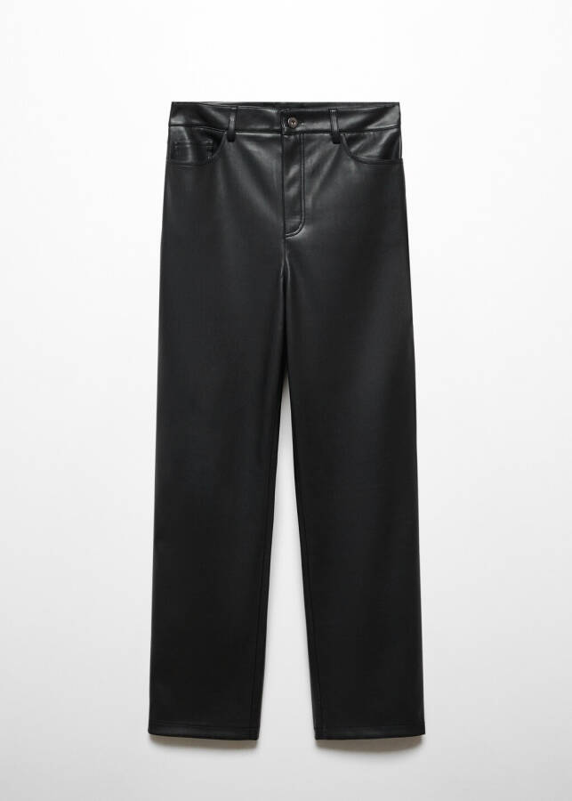 Leather-look straight leg trousers - 3