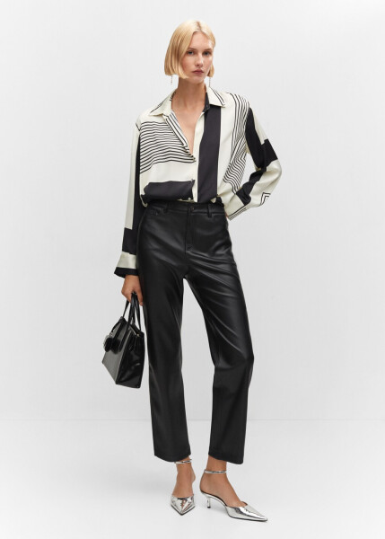 Leather-look straight leg trousers - 4