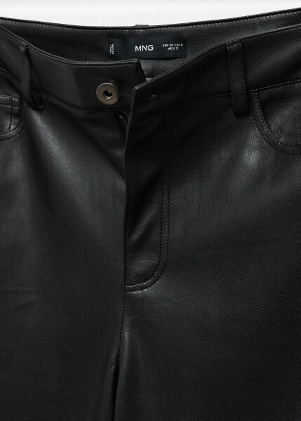 Leather-look straight leg trousers - 8