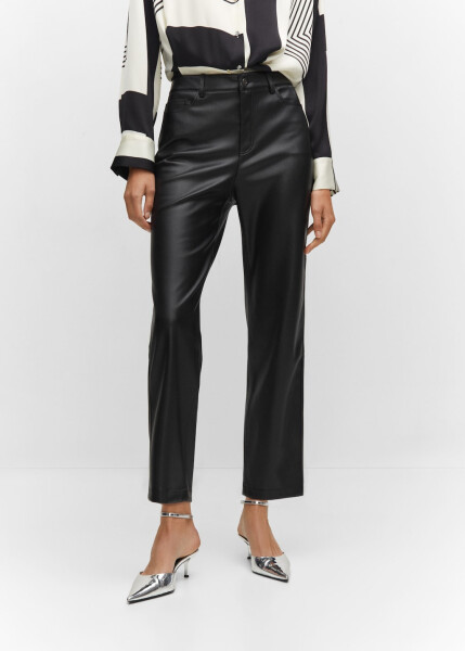 Leather-look straight leg trousers - 9