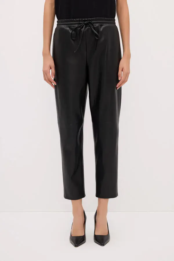 Leather Pants with Elastic Waistband - 2