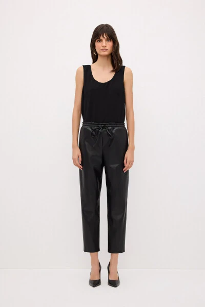Leather Pants with Elastic Waistband - 4