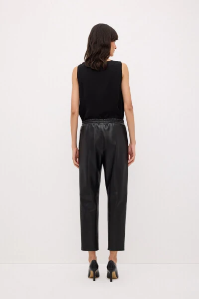 Leather Pants with Elastic Waistband - 6