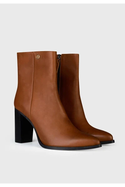 Leather Side Zipper Chunky Heel Boot - ADL