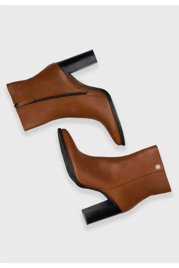 Leather Side Zipper Chunky Heel Boot - 3