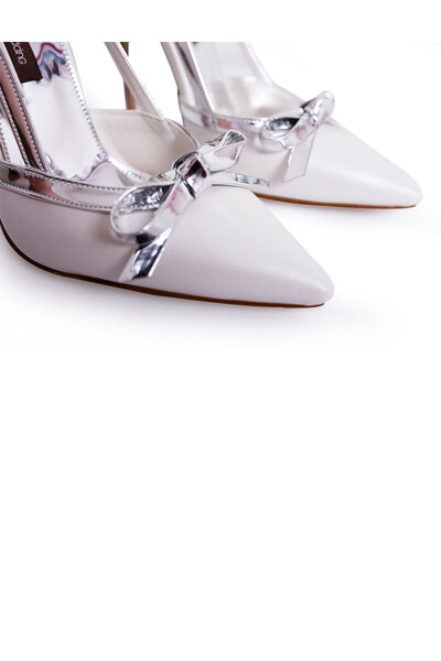 Leather Silver Detailed Stiletto Bridal Shoes - 2