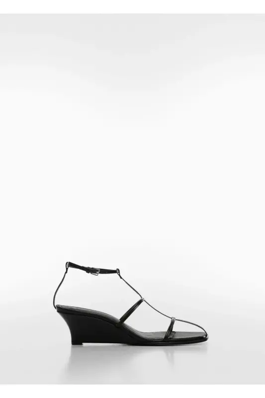 Leather strap sandal - Black - 3