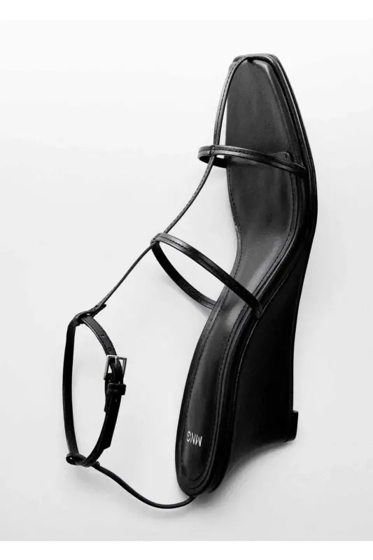 Leather strap sandal - Black - 4
