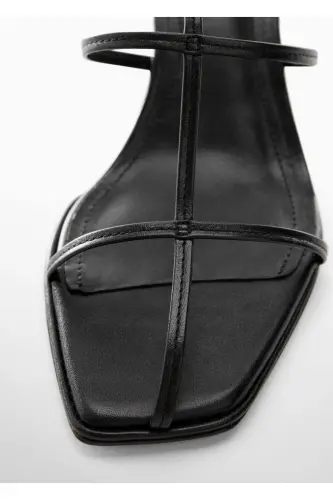 Leather strap sandal - Black - 5