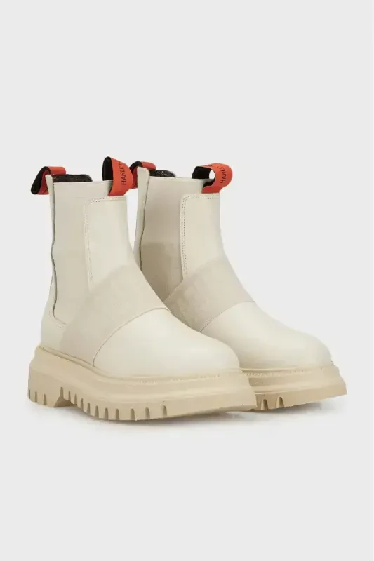 Leather Women's Boot medical insole breathable beige most preferred model-beige - HARLEY DAVIDSON