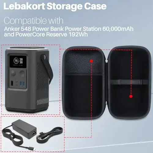 Lebakort Storage Case Compatible with Anker 548 Power Bank Power Station 60,000mAh and PowerCore Reserve 192Wh (Black Case Only) - Lebakort (1)