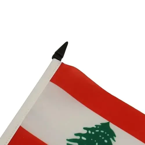 Lebanon Table Flag 4'' x 6'' - Lebanese Desk Flag 15 x 10 cm. - Black plastic stick and base - AZ FLAG - 5