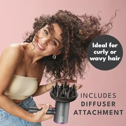 LEBENLANG Ionic Hair Dryer, 1875W - Foldable, Portable, Compact, Mini, Travel, Diffuser, Curly Hair - 1