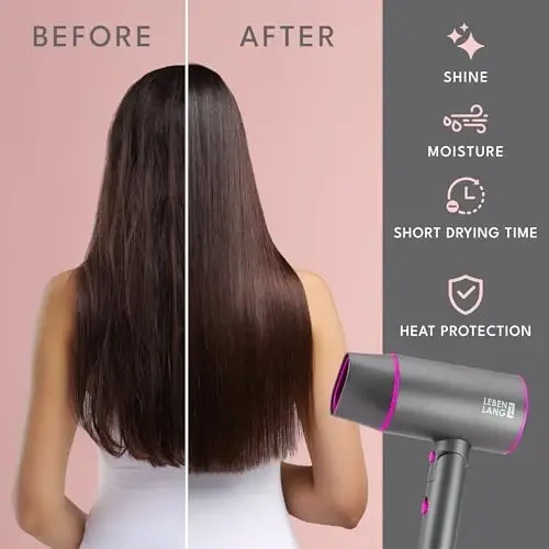 LEBENLANG Ionic Hair Dryer, 1875W - Foldable, Portable, Compact, Mini, Travel, Diffuser, Curly Hair - 6