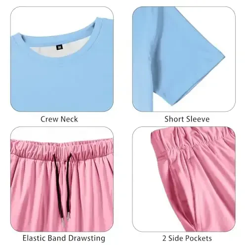 LecGee erkaklar uchun 2 qismli qisqa yengli sport kostyumi tropik grafikali futbolka Gavayi futbolkasi qattiq shortilar yozgi kundalik kiyimlar to'plami - 5