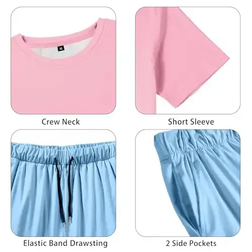 LecGee erkaklar uchun 2 qismli qisqa yengli sport kostyumi tropik grafikali futbolka Gavayi futbolkasi qattiq shortilar yozgi kundalik kiyimlar to'plami - 5