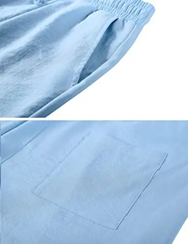 LecGee erkaklar uchun zig'ir kostyumlari tugmachali Kuba Guayabera ko'ylak shortilar to'plami 2 qismli zig'ir kiyimlar - 6
