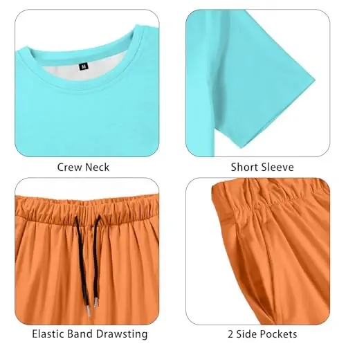 LecGee Men's 2 Piece Short Sleeve Tracksuit Tropical Graphic T Shirt Hawaiian Tee Solid Shorts Set Summer Casual Outfits - 5