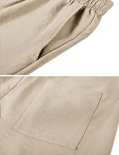 LecGee Linen Sets For Men Button Down Cuban Guayabera Shirt Shorts Set 2 Piece Linen Outfits - 6