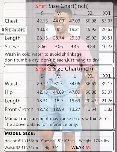 LecGee Men's 2 Piece Short Sleeve Tracksuit Tropical Graphic T Shirt Hawaiian Tee Solid Shorts Set Summer Casual Outfits - 6