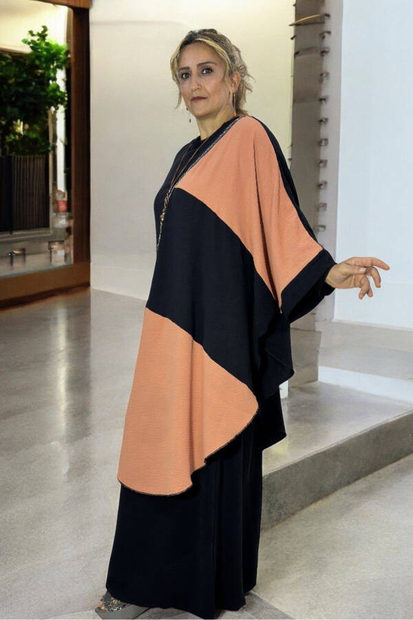 ЛЕЧУЧАЯ МЫШЬ РУКА КАМЕНЬ ОБРАБОТАННЫЙ ПАНЧО УДОБНЫЙ КРОЙ КЛЕШ ПЛАТЬЕ БОЛЬШОГО РАЗМЕРА ДВОЙНОЙ АЭРОБИН КОСТЮМ - 3