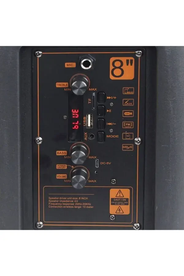 LED Bluetooth Party Speaker with Karaoke Microphone and Remote Control Sound System - 3