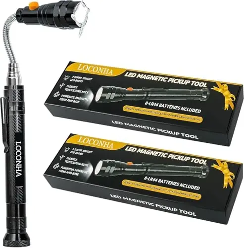 LED chiroqlari bo'lgan magnit yig'ish asbobi, teleskopik magnit fonar, erkaklar uchun ajoyib gadjet tug'ilgan kun sovg'alari Rojdestvo kunining sovg'alari, duradgor, er, yigit, u, ota, dada (2 PACK) - 1