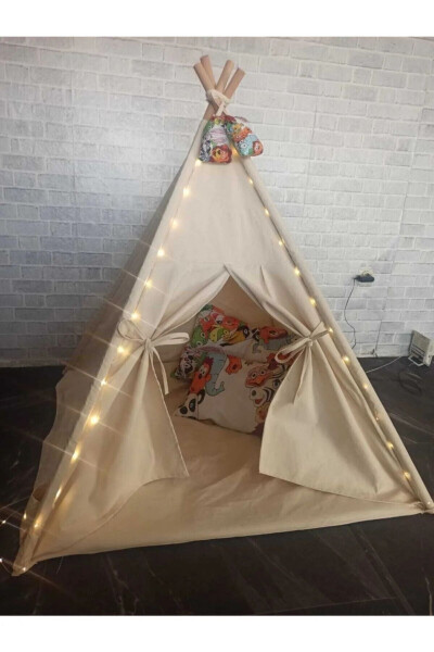 Led chiroqli o'rmon qizil terili o'yin chodiri Yog'och faoliyat maydoni Qalin o'yin uyi Qiz bola o'g'il bola o'yinchoq - WEBBURADA (1)