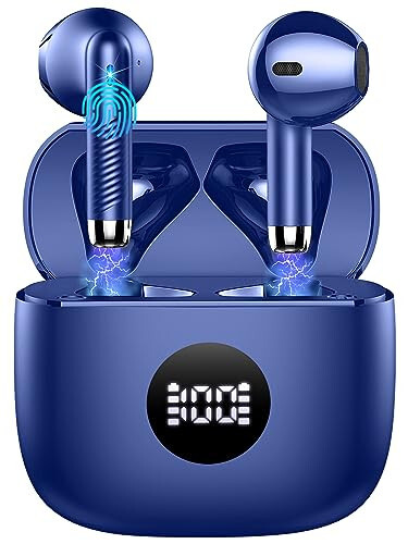 LED Displeyli, Bass Stereo, Shovqinni Bekor Qiluvchi Mikrofonli, 40 soatgacha O'ynash Muddatli - Su o'tkazmaydigan Sport Quloqchinlari (Bluetooth 5.3) Android/iOS uchun 