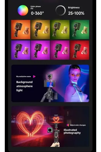 LED dolgu ışığı 2000MAH tam renkli çok portlu taşınabilir cep Video RGB ışık yaygın uyumlu LED ışık-V1 - EN SİGA (1)