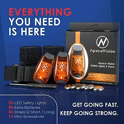 LED Safety Light (2 Pack) - Clip On Strobe/Running Lights for Runners, Dog, Bike, Walking, Boat, Kayak, Stroller and More - High Visibility Accessories for Your Reflective Gear, Bicycle - 2