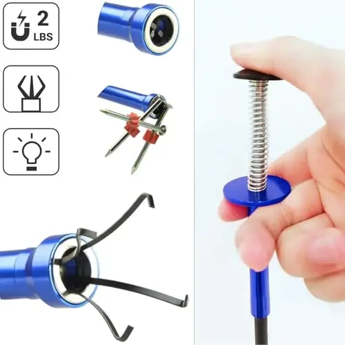 LED Işıklı Esnek Manyetik Tutucu Pençe Alma Uzatma Aleti, Çöp Toplama, Ev Lavabosu, Giderler, Tuvalet için 4 Pençeli Bükülebilir Hortumlu Ulaşma Yardımcı Aleti - MAGNETIC (1)