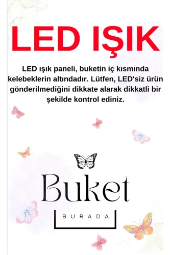 Led Işıklı Mavi Kelebek Buketi Sevgiliye Hediye Doğum Günü Anneye Arkadaşa - 8