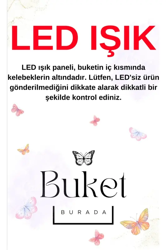 Led Işıklı Mavi Kelebek Buketi Sevgiliye Hediye Doğum Günü Anneye Arkadaşa - 8