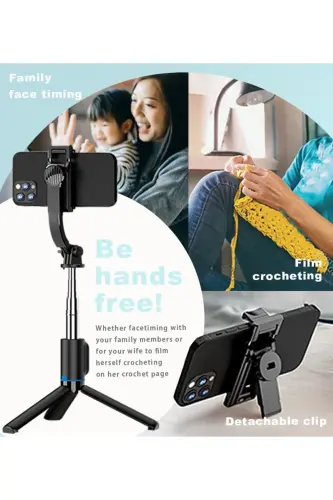 Selfie Çubuğu Bluetooth Kumandalı Kablosuz Tripot Selfie Monopod Selfie Stick Işıksız model - GENEL MARKALAR (1)