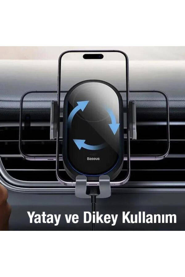 Led Işıklı Super Araç Şarjı Otomatik Kilitleme Kablosuz 15w Araç Şarjı Araç Telefon Tutucu - 3