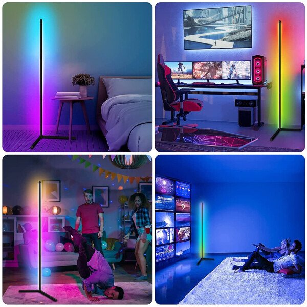 Led Corner Floor Lamp, Smart RGB Floor Lamp with APP&Remote,Mulit-Colors Changing, Music sync, Modern Corner led Light for Bedroom Living Room and Gaming Room, Timing&Schedule - 8