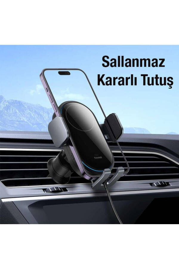 LED Light Super Car Charger Automatic Locking Wireless 15w Car Charger Car Phone Holder - 2