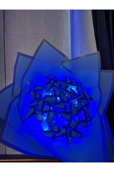 LED Lighted Blue Butterfly Bouquet Gift for Loved One Birthday Mother Friend - 15