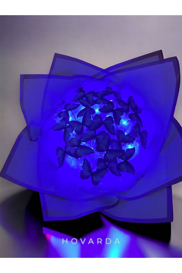 LED Lighted Blue Butterfly Bouquet Gift for Loved One Birthday Mother Friend - 17