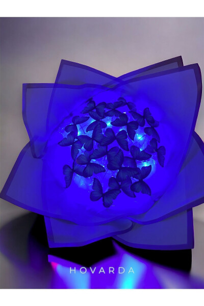 LED Lighted Blue Butterfly Bouquet Gift for Loved One Birthday Mother Friend - 11