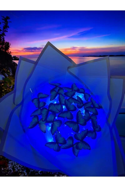 LED Lighted Blue Butterfly Bouquet Gift for Loved One Birthday Mother Friend - HOVARDA (1)