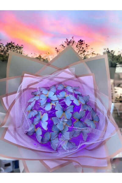 LED Lighted Purple Butterfly Bouquet Gift for Valentine's Day Birthday Mother's Day Artificial Flower Non-Fading for Mom - 11