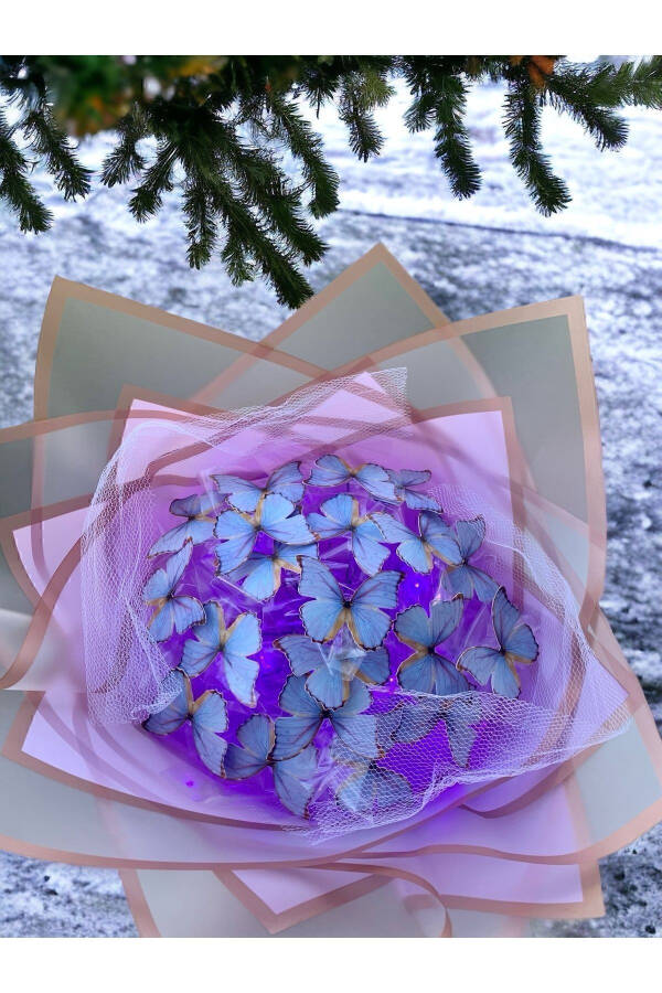 LED Lighted Purple Butterfly Bouquet Gift for Valentine's Day Birthday Mother's Day Artificial Flower Non-Fading for Mom - 8