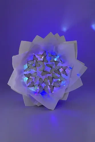 LED Lighted Purple Butterfly Bouquet Gift for Valentine's Day Birthday Mother's Day Artificial Flower Non-Fading for Mom - HOVARDA (1)