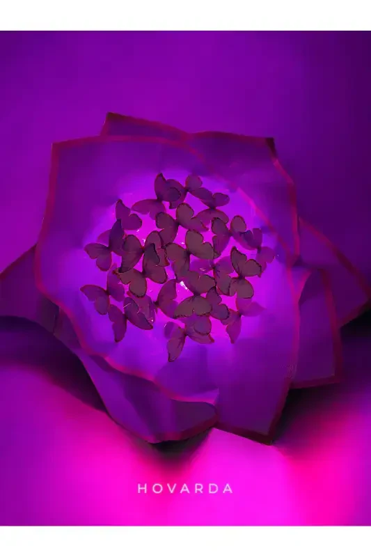 LED Lighted Purple Butterfly Bouquet Gift for Valentine's Day Birthday Mother's Day Artificial Flower Non-Fading for Mom - 2