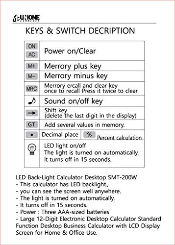 LED orqa fonli kalkulyator ish stoli SMT-200 / Ovoz qo'shish funksiyasi (oq) - 5