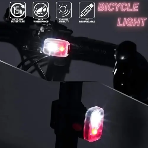 LED Safety Running Lights for Runners USB Rechargeable Bike Rear Light Clip on Strobe Running Lights with 5 Modes Blinking Walking Lights for Night Cycling Hiking Pet - 3