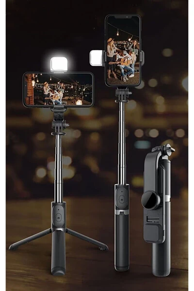 LED Selfie Stick with Bluetooth Remote Wireless Tripod Selfie Monopod - GENEL MARKALAR